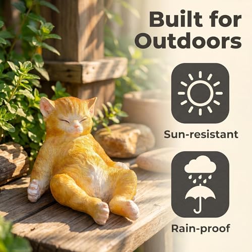 Estatua Decorativa de Gato de Resina para Jardín 9.8 in miniatura 5