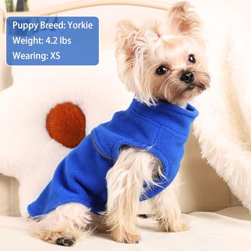 Image of Dog Clothes for Small Dogs Fleece Vest Dog Sweater Boy Girl, Warm Pullover Fleece Doggie Jacket, Winter Pet Ourfit Chihuahua Sweater - Yorkie Clothes (Blue, X-Small)