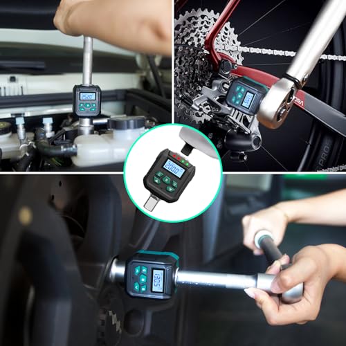 Image of 1 /2-Inch Digital Torque Adapter ±2% Accuracy 7.4-147 ft-lb with Audible Buzzer and LED Indicator, 1 /4 inch 3 /8 inch Socket Adapter Set, for Automotive Repair