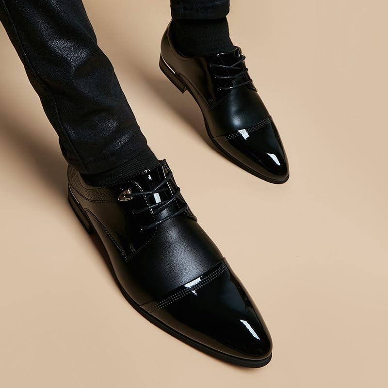 Men's Breathable Comfortable Business Lace Up Oxford Shoes Fashion Classic Round-Toe Low Top Leather Dress Shoes4