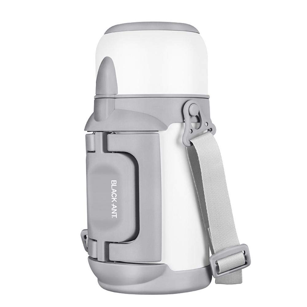 Frasco de vacío de metal de acero inoxidable, olla de aislamiento al vacío de 1 l, botella de agua caliente portátil de gran capacidad, ceniza, botella aislada al vacío de doble pared con taza