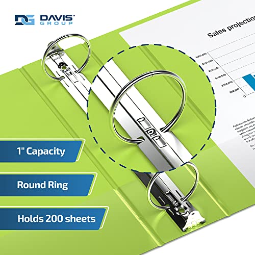 Image of Easyview 3-Ring Binder, Clear-View Cover, 1 inch Round Rings, Lime Green, 6 Pk | Heavy-duty binder, fits 8.5 inch x 11 inch paper, customizable cover, made in Canada, ideal for school or office use