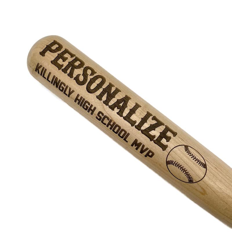 Personalized Engraved Full Size Wooden Baseball Bat SINGLE Sided (One-Sided)