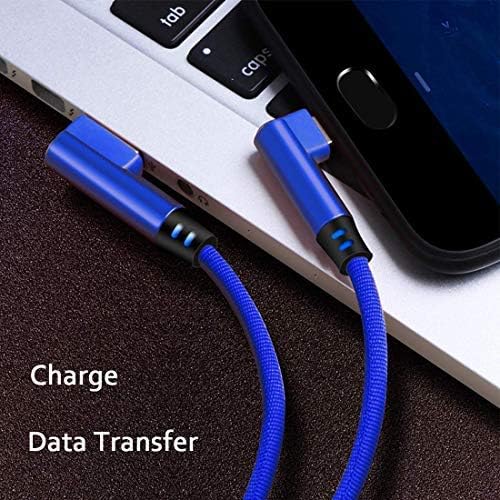 Suker Right Angle Type C Cable, [2Pack 6ft] 90 Degree USB C Cable Braided Fast Charger Cord Data Sync Cable for Samsung Galaxy S10 S9 S8 Plus Note 9 8,Moto Z,LG V30 V20 G5,Nexus 6P/5X and More (Blue)