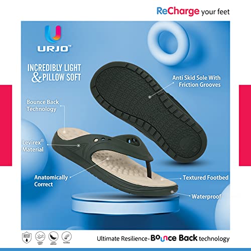 Image of URJO FOAM Men's Slippers /FlipFlops Lightweight Super Flexible Arch Support Durable Anti Skid & Stylish Dailywear Slippers /FlipFlops for Men