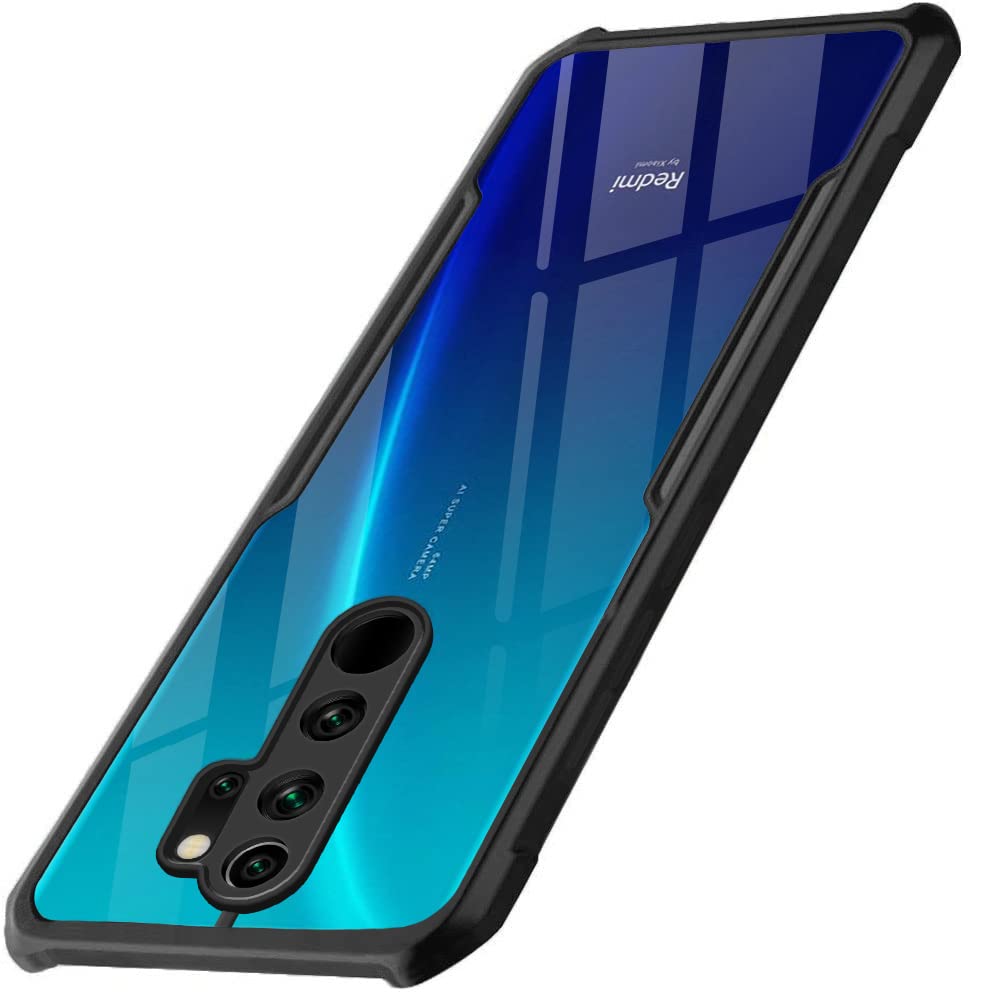 TheGiftKart Shockproof Clear Back Cover Case for Mi Redmi Note 8 Pro | 360 Degree Protection | Hard Transparent Back Cover Case for Redmi Note 8 Pro (PC & TPU, Black Bumper)