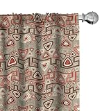 abakuhaus astratto tenda a pannello set di 2, arrotondato triangoli art, trattamento della finestra per stanza e camera da letto, 150 cm x 225 cm, multicolore