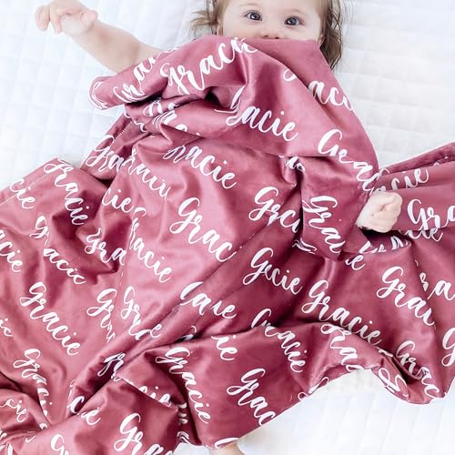 Yofair Ships Next Day Personalized Baby Blanket with Name Custom Blanket with Letter Words Soft Plush Flannel Throw Blanket for Baby Kids Adults Friends Families