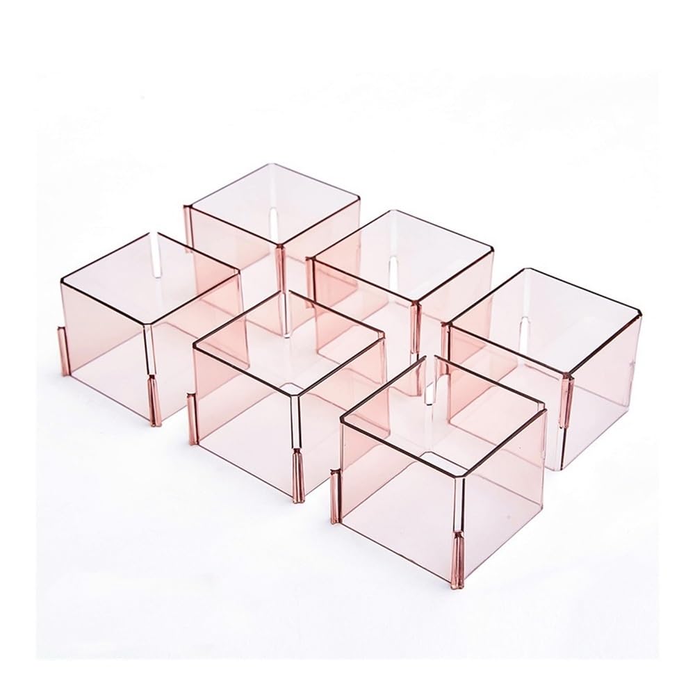 Sunrrafck Pink 6Pcs Plastic Drawer Organizer Box For Jewelry Partition Divider Storage Item Desk Underwear(Pink)