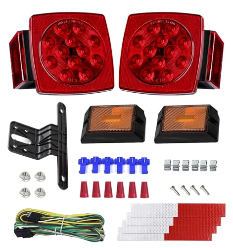 Cyfie LED Trailer Light Kit, Submersible Brake Stop Turn Side Marker License Tail Light Lamps Utility Trailer Lights for 12V Boat Camper RV Trucks Marine Snowmobile, DOT Compliant, IP68 Waterproof