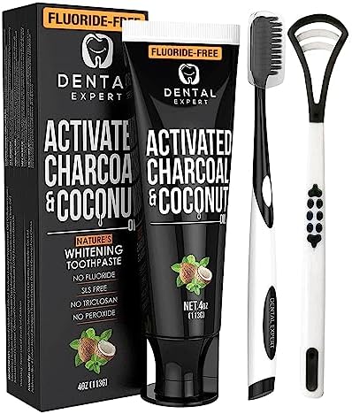 Activated Charcoal Teeth Whitening Toothpaste – DESTROYS BAD BREATH – Best Natural Black Tooth Paste Kit – MINT FLAVOR – Herbal Decay Treatment – REMOVES COFFEE STAINS