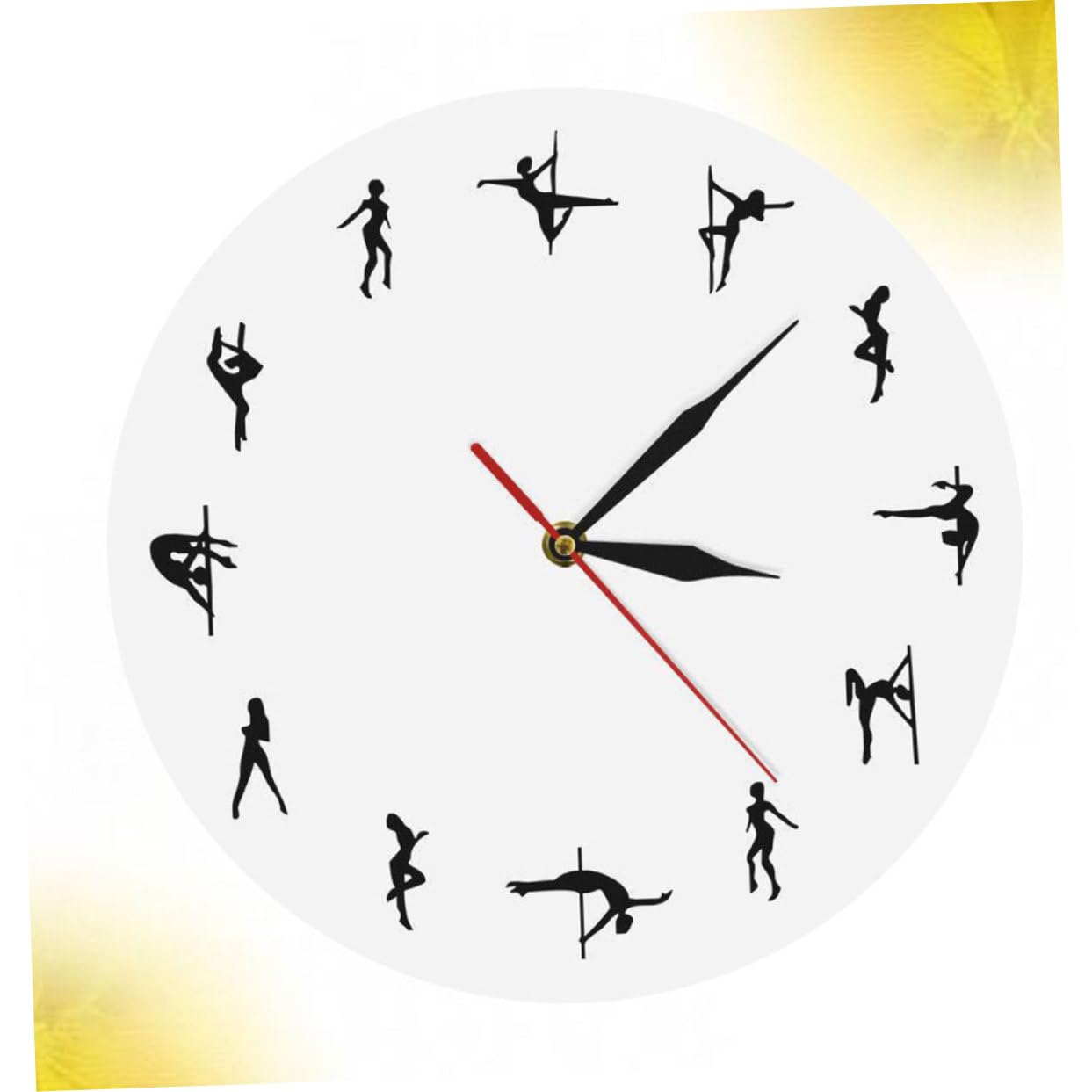 ULTECHNOVO Wanduhr mit Pole Dance Figur aus Acryl, Leise Zeiger, Weiß