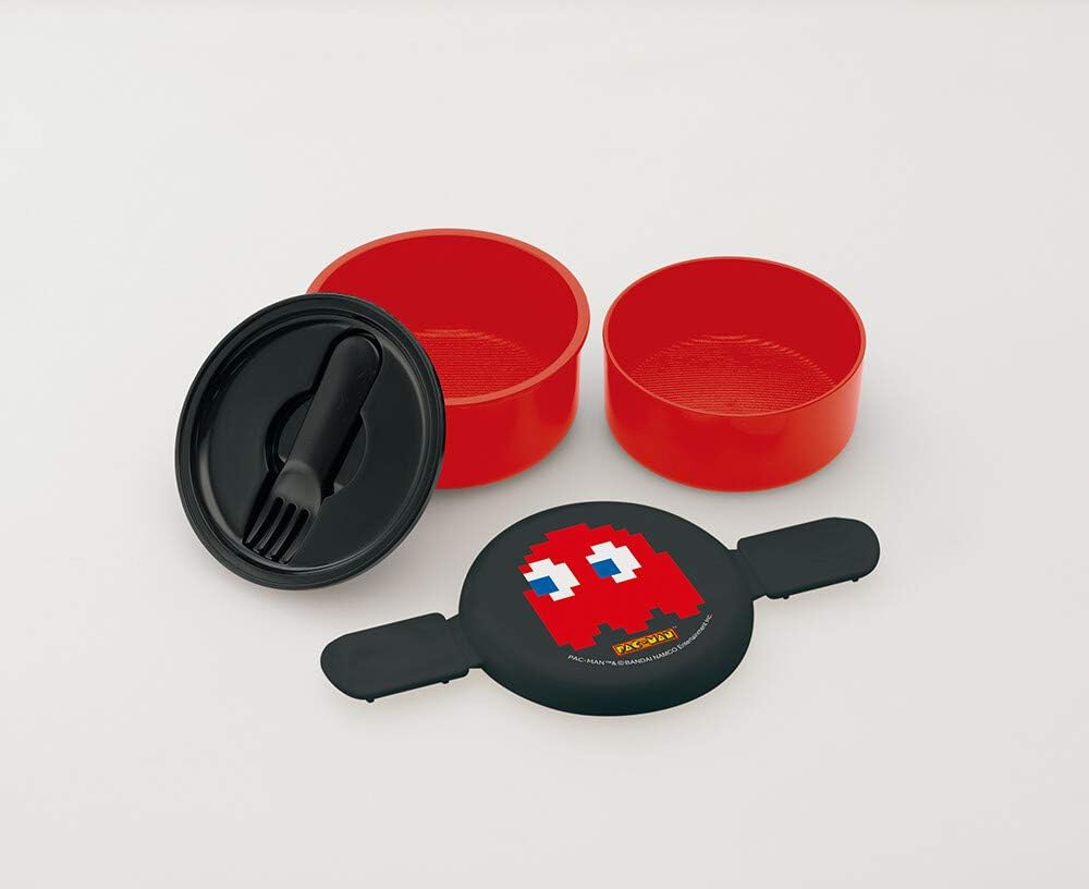 SKATER Round Bento Lunch Box, Plastic Bento, 2-Tier 500ml, Made in Japan ONWR1, Pac-Man Red - Image 3