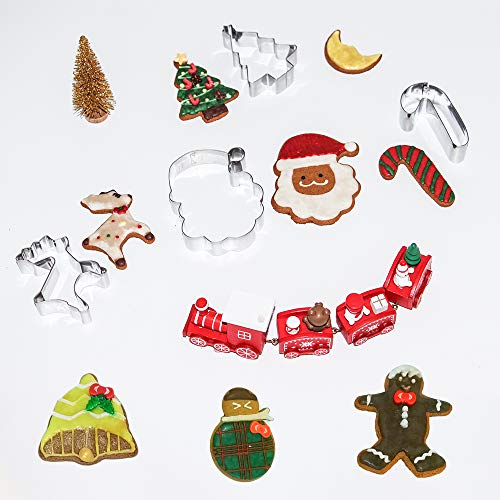 Surgehai Christmas Cookie Cutter Set, 15 Pieces Holiday Biscuit Cutters Including Bell, Heart, Gingerbread, Deer, Christmas Tree, Crutches, Snowman, Snowflakes And More #TOP6
