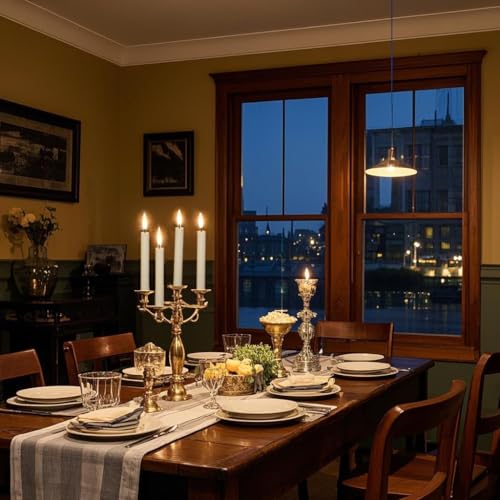 Image of NONNO & ZGF 8 Pack Flameless 8.7'' Taper Wax Candles with 16 AA Batteries(Include) +2 Remotes. Warm White Flickering Bright Light, Battery Powered Ivory LED Timer Candle