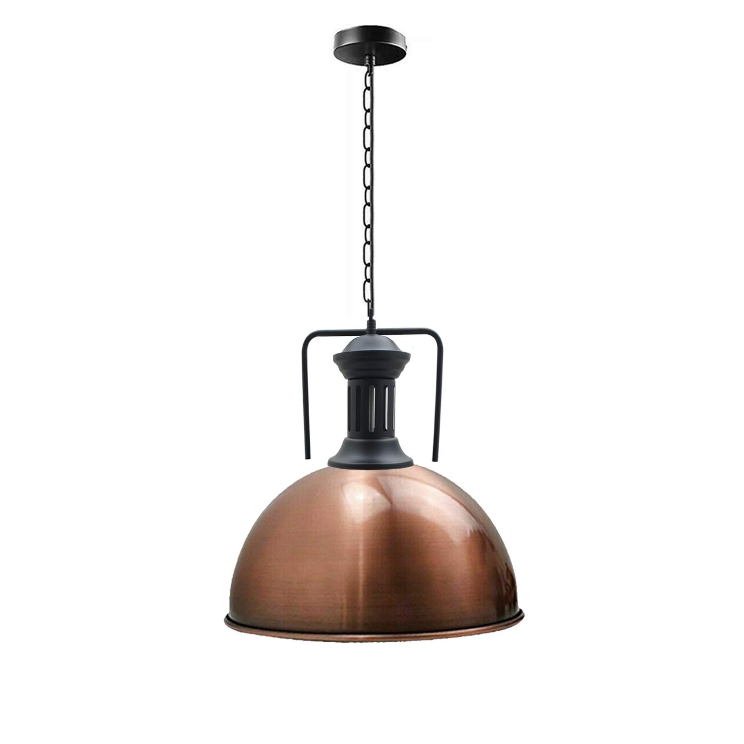LEDSone Industrial Vintage Pendant Hanging Ceiling Lamp with Copper Metal Shade Adjustable Chain E27 Socket for Kitchen Island, Dining Room, Living Room, Restaurant, Café, Loft Décor