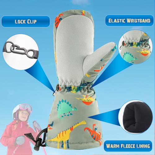 Image of BAVST Winter Kids Waterproof Gloves for Boys Girls Snow Ski Toddler Baby Mittens Outdoor for Infant Teens 1-5T