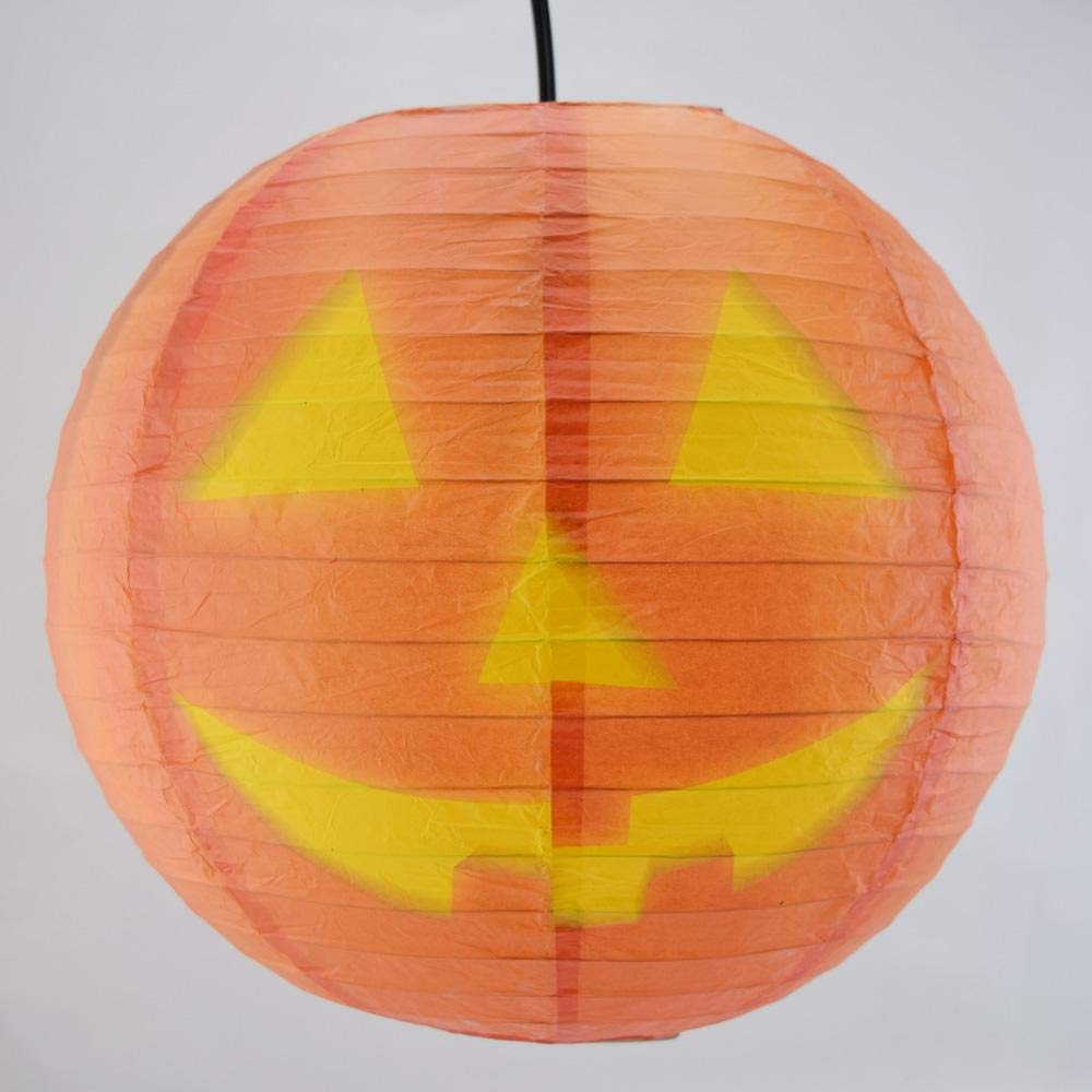 Quasimoon PaperLanternStore.com 14 Inch Jack-O-Lantern Orange/Yellow Halloween Paper Lantern, Hanging Decoration