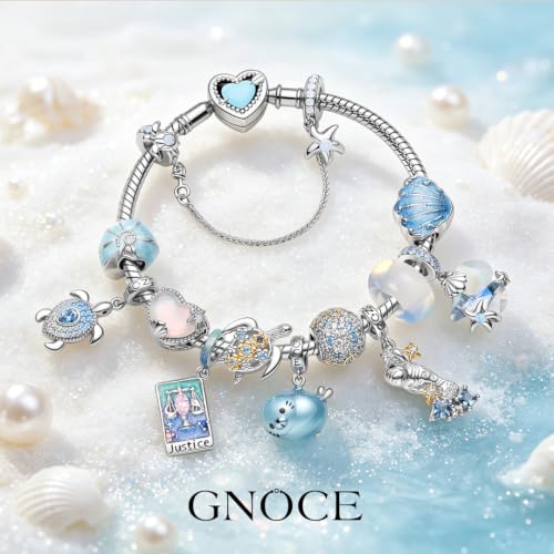 Image of GNOCE Ocean World Cute Animal Charm Beads,925 Sterling Silver Dangle Charms Fit Bracelets & Necklace, Hand-Finished Keepsake Travel Jewelry Gift for Women Men BBF