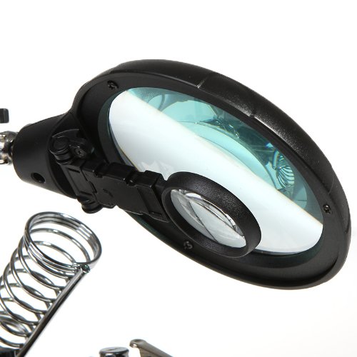 2.5 x 7.5 x 10 x LED de soldadura lupa iluminada lupa escritorio lupa de mano amiga auxiliar Clamp con adaptador de alimentación