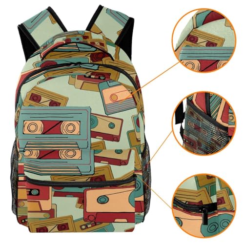 Sac à dos d'école multicolore rétro 40cm pour adolescents