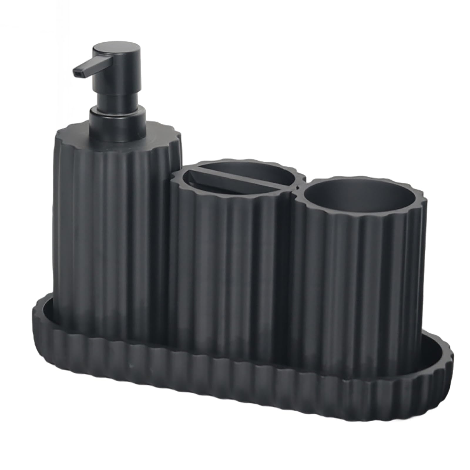 carotoe 4Piece Bathroom Accessories Set with Toothbrush Holder Soap Dispensers Vanity Tray Tumblers for Enhances Decors Bathroom Accessories Set