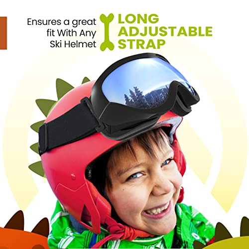 Outdoormaster Kids Ski Goggles - Helmet Compatible Snow Goggles For Boys & Girls With 100% Uv Protection (Black Frame + Vlt 10% Grey Lens With Revo Silver) #TOP1