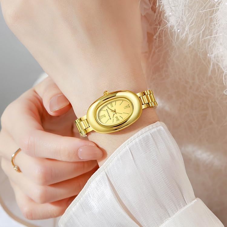 Image of Giordano Analog Quartz Watch for Women - Oval Shape Dial, Roman Numeral Hour Markers, Water Resistant and Stainless Steel Strap- GZ-60115
