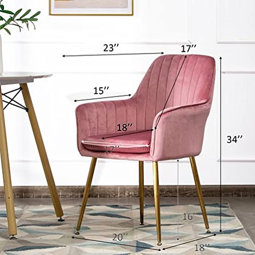 Image of Pair of 2 Stylish, Modern, Elegant & Comfortable Velvet Arms Chairs for Dinning Living Hotel Cafe (2 Chairs) (Pink)