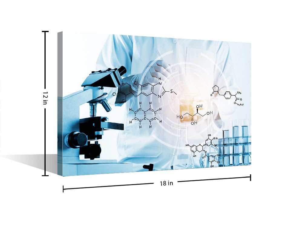 Image of TUMOVO 1 Panel Home Decor Medical Wall Decor for Living Room Laboratory Research Concept Artwork Wall Decor for Bedroom Posters and Prints Framed Ready to Hang (12 inch Wx18 H)