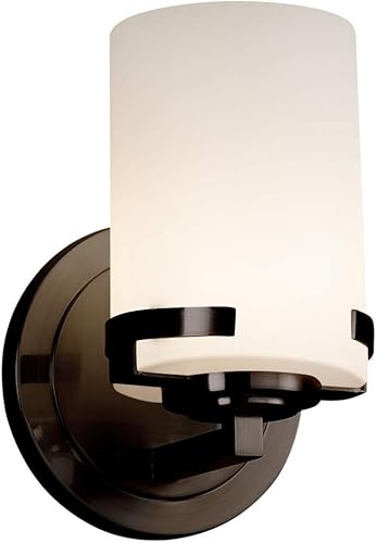 Justice Design FSN-8451-10-OPAL-DBRZ-LED1-700 Fusion Atlas - Lámpara LED de pared (1 luz, acabado en bronce oscuro)