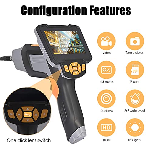Vogvigo Endoskop Endoskopkamera Industrielles endoskop mit 1080p HD-Bildqualität mit zwei Objektiven, 4,3-Zoll-LCD… – Bild 5