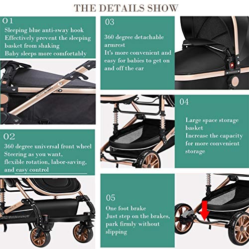 Peuterwandelaar 3 In 1, Pasgeboren Wandelwagen Baby Kinderwagen Hoog Landschap, Kinderwagen Kinderwagens Voor 0-36… - Afbeelding 5