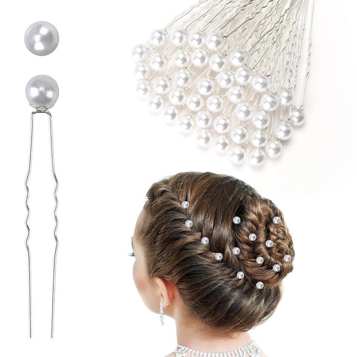 Pearl Hair Pins for Wedding, Bridal Hair Accessories, 20 Pieces, White
