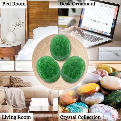 Image of Green Strawberry Quartz Crystal Palm Pebbles Stones for Anxiety Stress Relief Massage - AAA Grade Original Healing Gemstone Agate Palm Stone for Yoga Meditation Spiritual Reiki Feng Shui