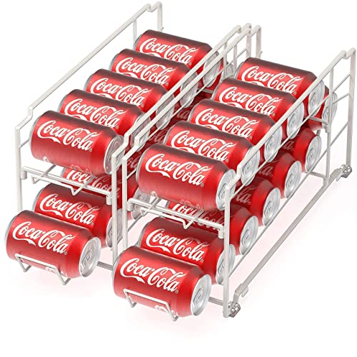 Simple Houseware Stackable Can Rack Organizer + Soda Can Dispenser Organizer, White #TOP3