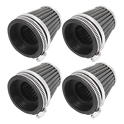 Motoforti Lot de 4 filtres à air universels pour moto - 60 mm - Noir
