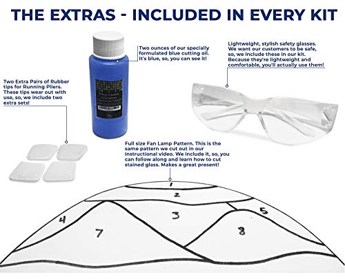Professional Seven Pc Stained Glass Tool Kit With Instructional Cutting Video, Oil Filled Pistol Grip Cutter, 1” Running Pliers, Breaking And Grozer Pliers, And 2 Oz Of Cutting Oil #TOP4