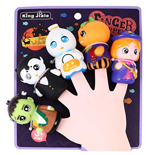 PartyKindom 5 PCS Finger Puppets for Kids, Halloween Colorful Finger Hands Party Toys, Halloween Cartoon Characters Finger Puppets Set Tiny Toys for Halloween Party Favors