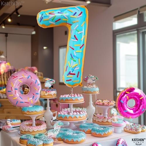 Image of KatchOn Donut Number 7 Balloon 40 Inch, 7 Birthday Balloon | Party Decorations, 7 Balloon Number, Donut Balloons for Bdy Party