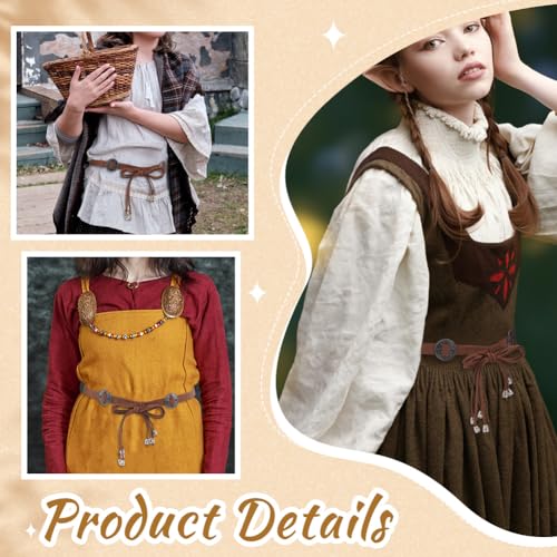 FREEBLOSS 2Pcs Renaissance Belt Medieval Waist Belts for Renaissance Accessories Bohemian Corset Belt for Dress Costume Accessories Black and Brown, 145cm/57in4