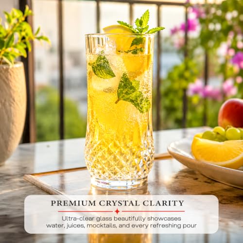 Image of CELLO Amore Hi-Ball Glass Set of 6 Pcs 265 ml, Transparent | Freezer & Fridge Safe, Leadfree Dishwasher Safe Toughened Crystal Clear Glasses Set for Drinking Water Juice Milk Cocktail Mocktail Soda