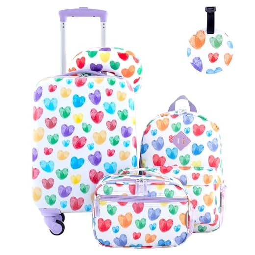 Travelers Club 5 Piece Kids' Luggage Set, Thumbprint Heart