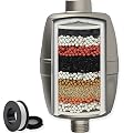 Aqua Elegante 16 Stage Shower Filter - Universal Showerhead Water Filters to Remove Chlorine + Hard Metals with KDF-55, Calicum Sulfite, Activated Charcoal, Mineral Infusion - Brushed Nickel