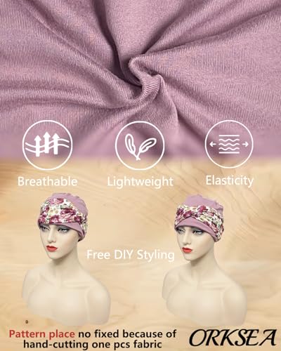 Image of Chemo Headwear for Women Knot Beanies with Stretch Elastic Turbans Soft Cancer Hats Head Coverings Scarf Headwraps