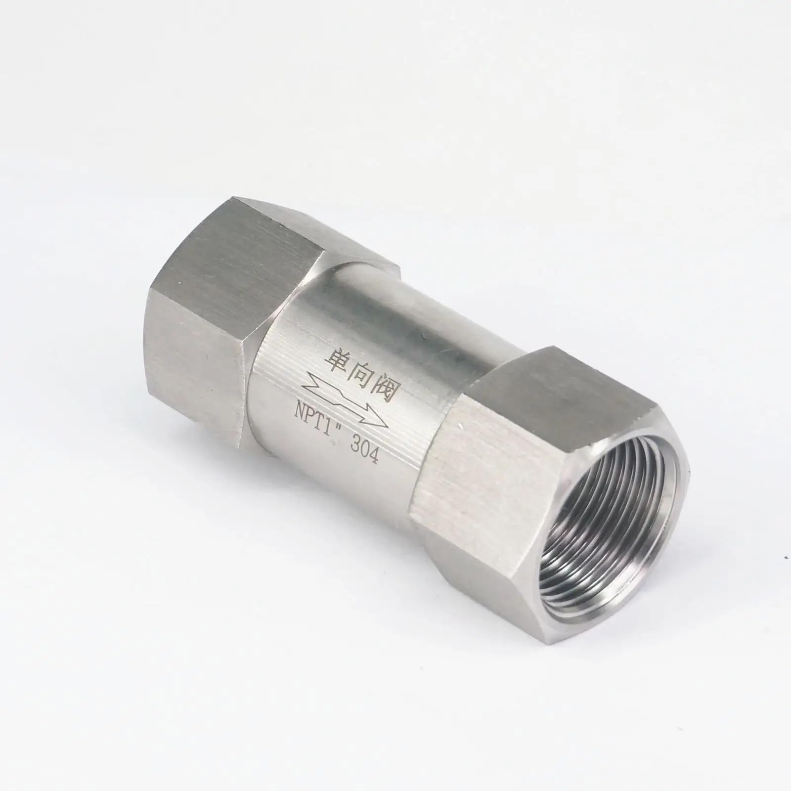 Valvola unidirezionale di ritegno in Linea con Molla NPT da 1" in Acciaio Inossidabile 304 Acqua Gas Olio Non Ritorno