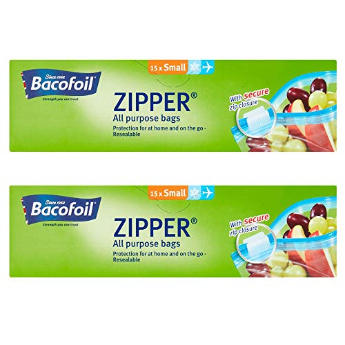 Image of 2 x 15 All Purpose Zipper Resealable Bag Small Snadwich Food Freezer Travel