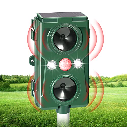 Répulsif Chat Ultrason, Editbar Répulsif Solaire pour Animaux, Charge Solaire et USB, IP67 Étanche, Répulsif pour Animaux Extérieur pour Empêche Chats, Chiens, Oiseaux, Rats, etc. pour Jardin