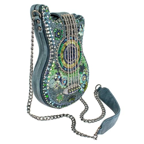 Mary Frances Starlet Beaded Crossbody Guitar Handbag, Blue4