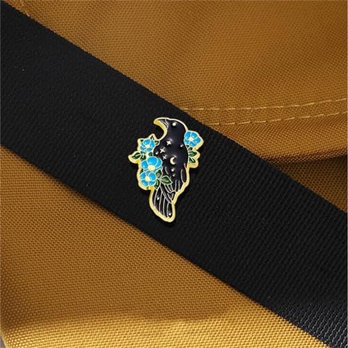 Image of Black Crow Pins Set Cute Christmas Kawaii Bird Backpack Brooch Pins Rose Flower Lapel Pin Aesthetic Badges for Women Men Clothing Bags Art Lapel Jackets Hats DIY Accessories Gift